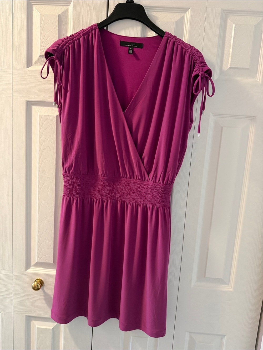 WHBM Magenta Surplice Tie-Shoulder Dress